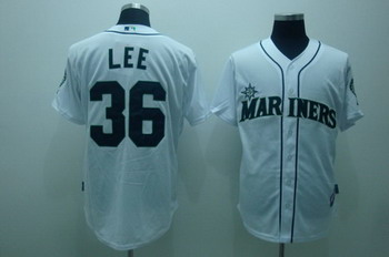 Seattle Mariners 36 lee white jerseys cool base