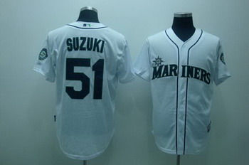 Seattle Mariners 51 Ichiro suzuki white jerseys cool base