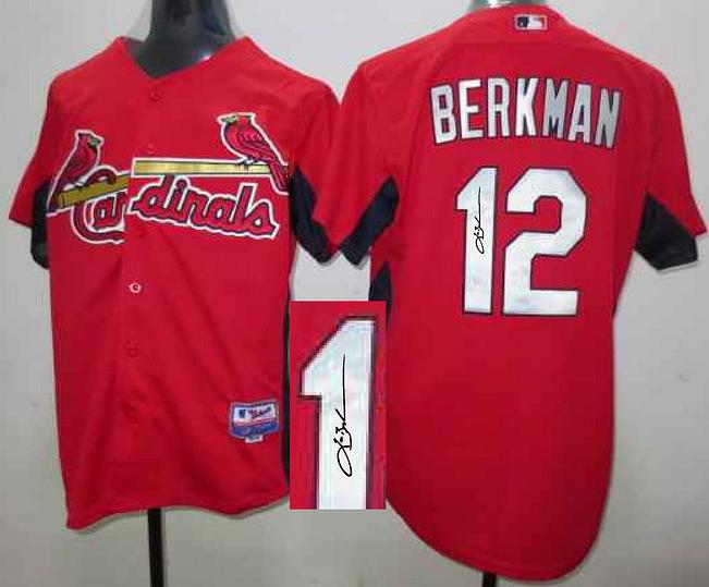 Cheap St. Louis Cardinals 12 Lance Berkman Red Sined MLB Baseball Jersey For Sale