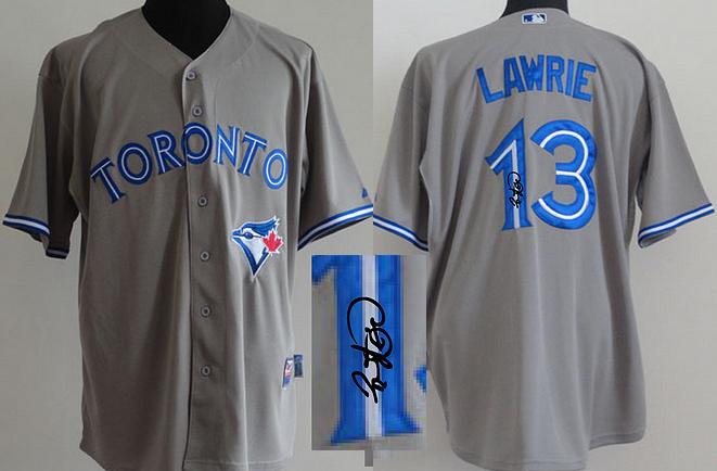 Cheap Toronto Blue Jays 13 Brett Lawrie Grey Sined MLB Baseball Jersey For Sale