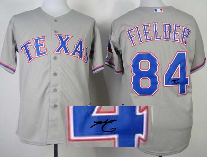 Cheap Texas Rangers 84 Prince Fielder Grey Sined MLB Baseball Jersey For Sale
