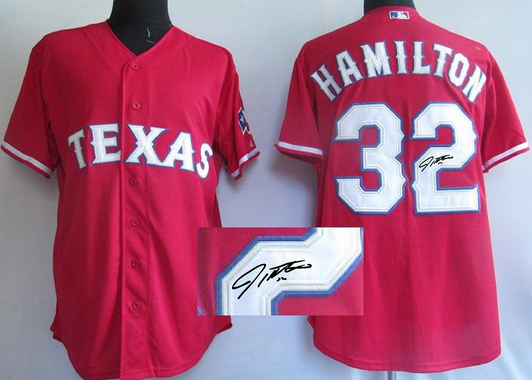 Cheap Texas Rangers #32 Josh Hamilton Red Sined MLB Baseball Jersey For Sale