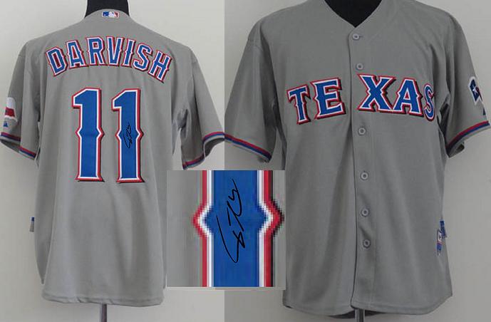 Cheap Texas Rangers 11 Yu Darvish Grey Sined MLB Baseball Jersey For Sale