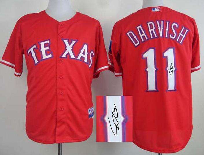 Cheap Texas Rangers 11 Yu Darvish Red Sined MLB Baseball Jersey For Sale