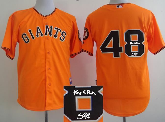 Cheap San Francisco Giants 48 Pablo Sandoval Orange Sined MLB Baseball Jersey For Sale