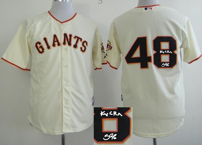 Cheap San Francisco Giants 48 Pablo Sandoval Cream Sined MLB Baseball Jersey For Sale