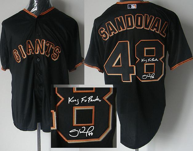 Cheap San Francisco Giants 48 Pablo Sandoval Black Sined MLB Baseball Jersey For Sale