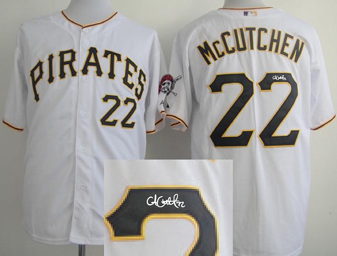 Cheap Pittsburgh Pirates 22 Andrew Mccutchen White Sined MLB Baseball Jersey For Sale