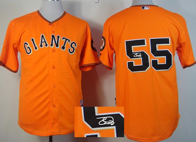 Cheap San Francisco Giants 55 Tim Lincecum Orange Sined MLB Baseball Jersey For Sale