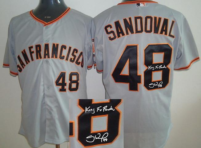 Cheap San Francisco Giants 48 Pablo Sandoval Grey Sined MLB Baseball Jersey For Sale