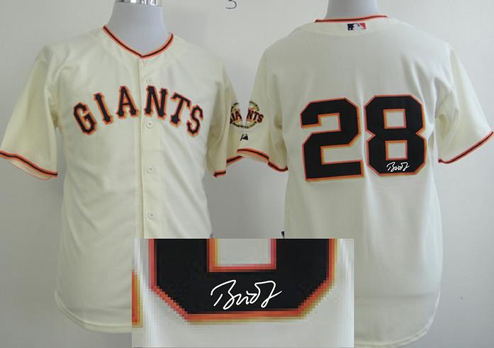 Cheap San Francisco Giants 28 Buster Posey Cream Sined MLB Baseball Jersey For Sale