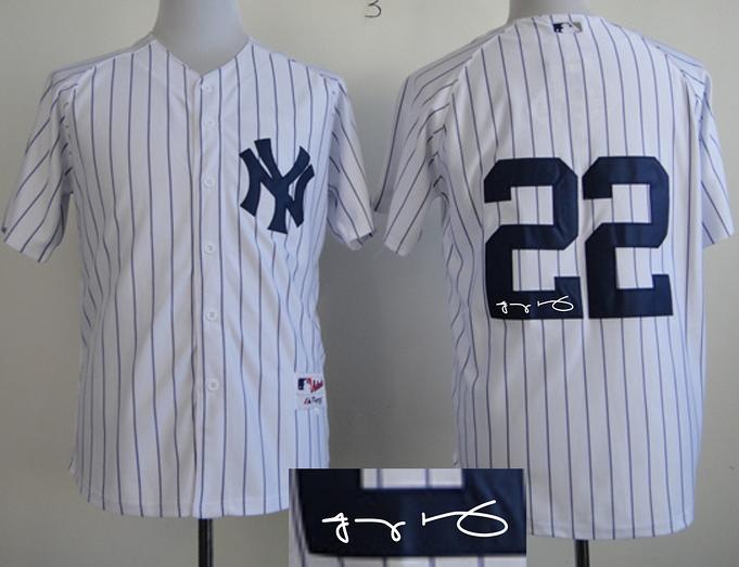 Cheap New York Yankees 22 Jacoby Ellsbury White Sined MLB Baseball Jersey For Sale