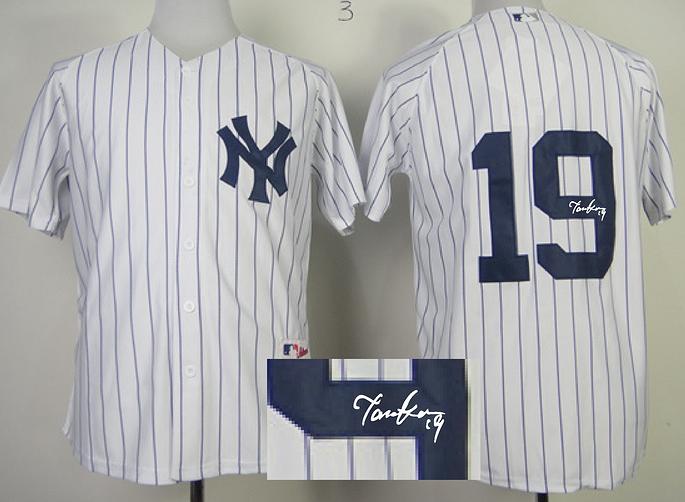 Cheap New York Yankees 19 Masahiro Tanaka White Sined MLB Baseball Jersey For Sale