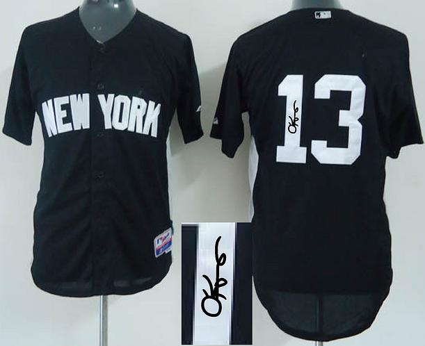 Cheap New York Yankees 13 Alex Rodriguez Black Sined MLB Baseball Jersey For Sale