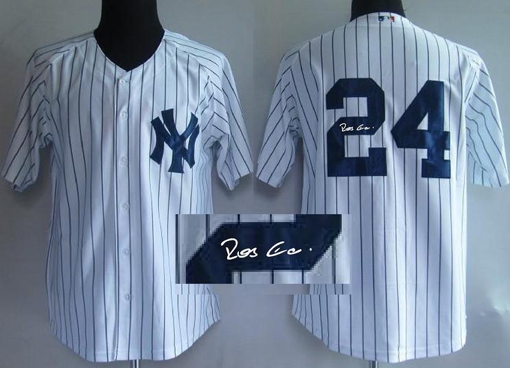 Cheap New York Yankees 24 Robinson Cano White Sined MLB Baseball Jersey For Sale
