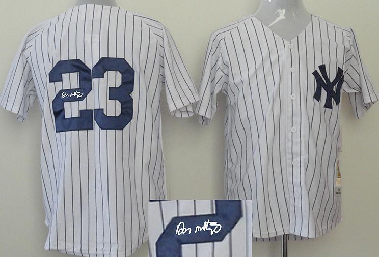 Cheap New York Yankees 23 Don Mattingly White Sined MLB Baseball Jersey For Sale