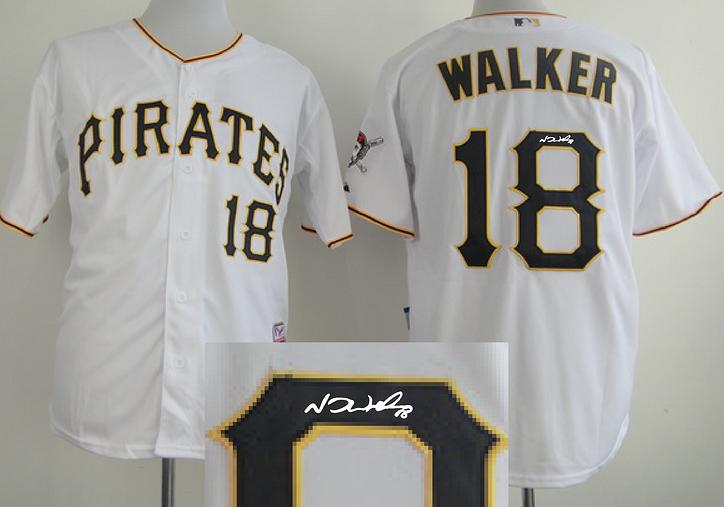 Cheap Pittsburgh Pirates 18 Walker White Sined MLB Baseball Jersey For Sale