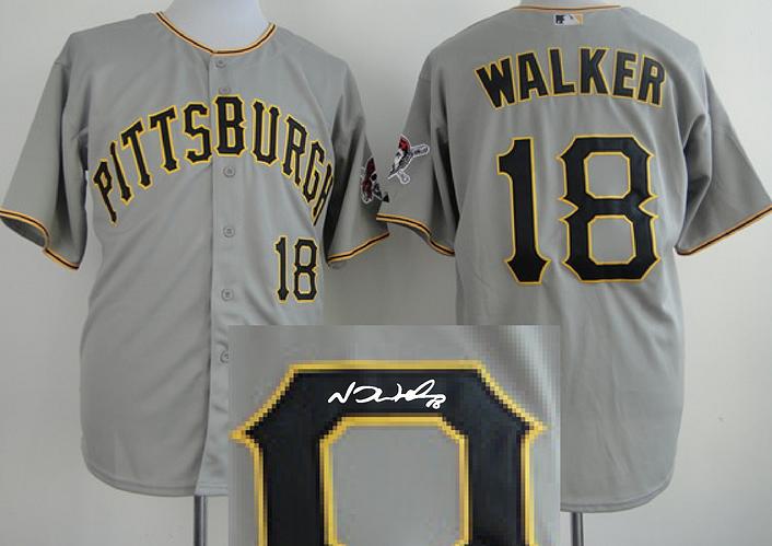 Cheap Pittsburgh Pirates 18 Walker Grey Sined MLB Baseball Jersey For Sale