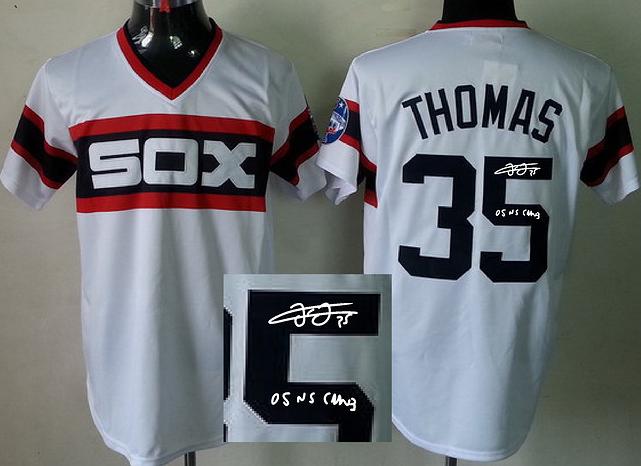 Cheap Chicago White Sox 35 Frank Thomas White Throwback M&N Sined MLB Baseball Jersey For Sale