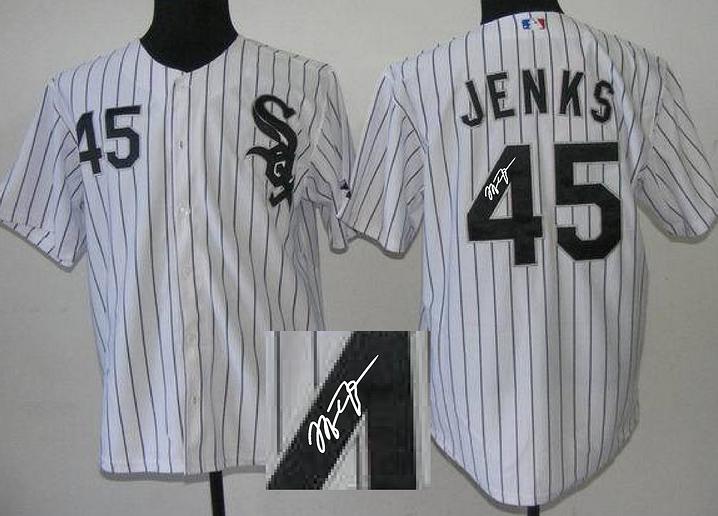Cheap Chicago White Sox 45 Bobby Jenks White Sined MLB Baseball Jersey For Sale