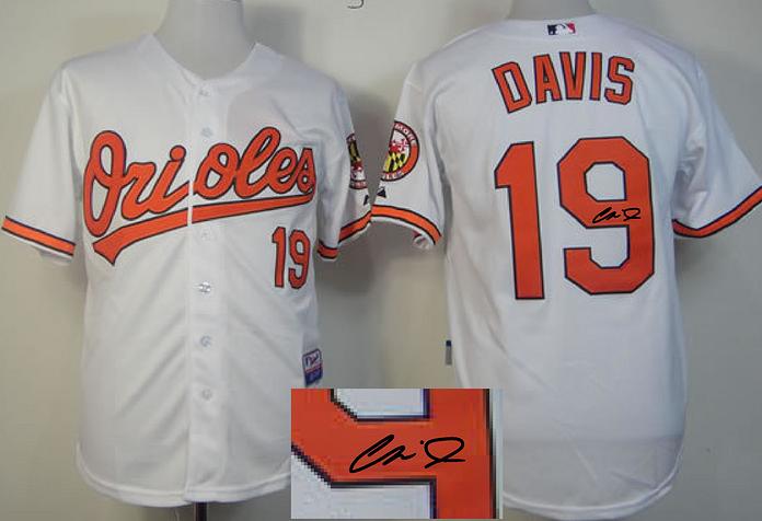 Cheap Baltimore Orioles 19 Chris Davis White Sined MLB Baseball Jersey For Sale