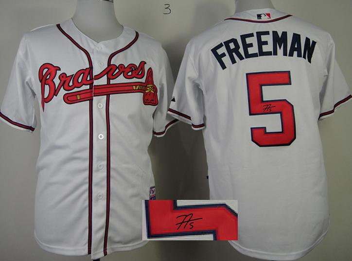 Cheap Atlanta Braves 5 Freddie Freeman White Sined MLB Baseball Jersey For Sale
