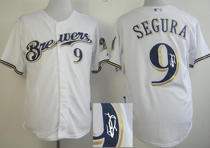 Cheap Milwaukee Brewers 9 Jean Segura White Sined MLB Baseball Jersey For Sale
