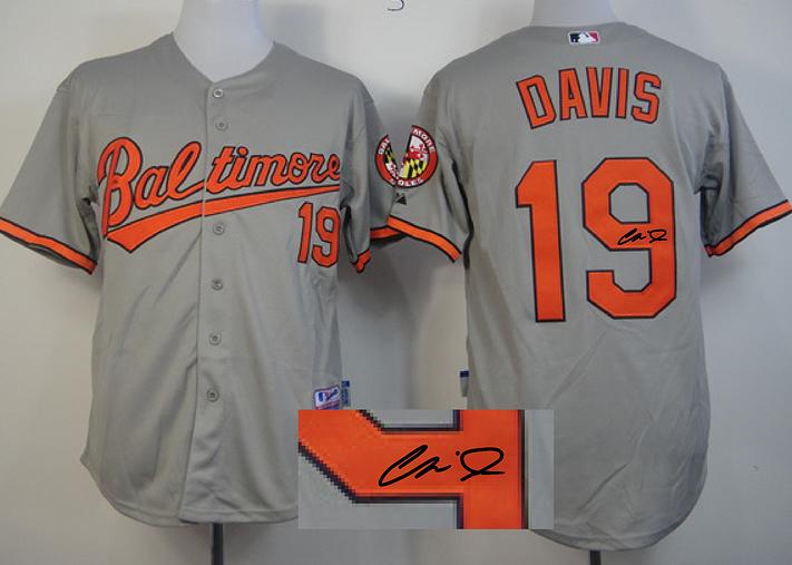 Cheap Baltimore Orioles 19 Chris Davis Grey Sined MLB Baseball Jersey For Sale