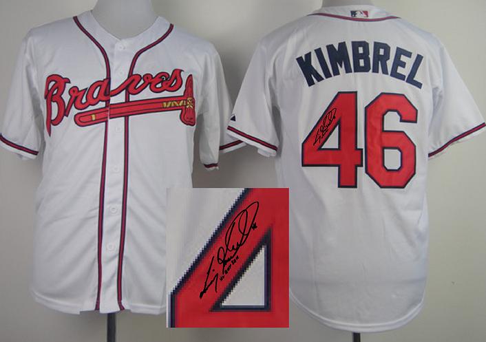 Cheap Atlanta Braves 46 Craig Kimbrel White Sined MLB Baseball Jersey For Sale