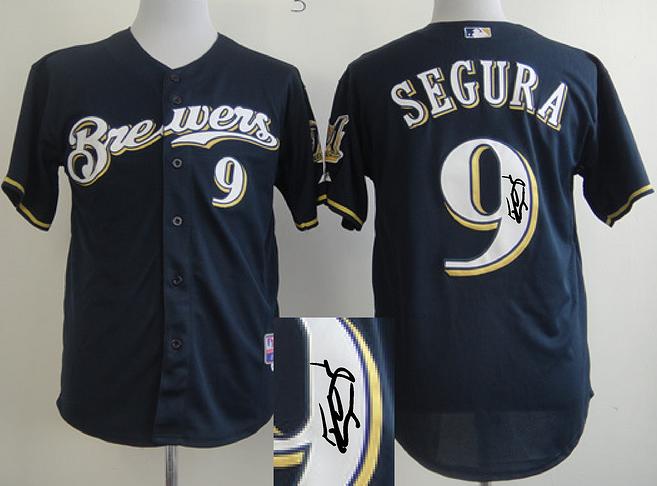 Cheap Milwaukee Brewers 9 Jean Segura Blue Sined MLB Baseball Jersey For Sale