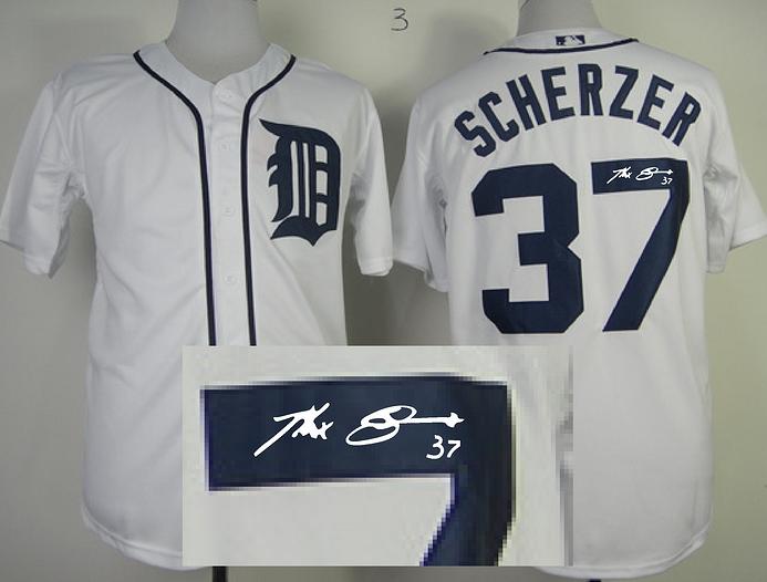 Cheap Detroit Tigers 37 Max Scherzer White Sined MLB Baseball Jersey For Sale