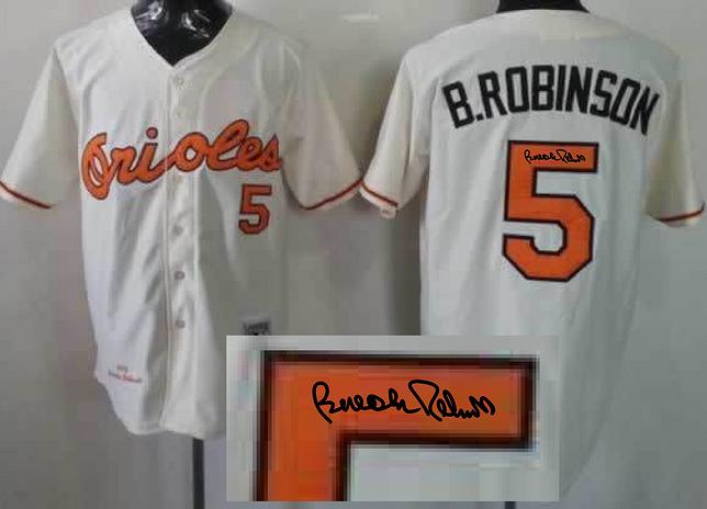 Cheap Baltimore Orioles 5 B.Robinson Cream Sined MLB Baseball Jersey For Sale