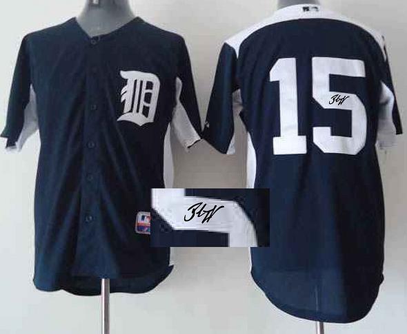 Cheap Detroit Tigers 15 Inge Blue Sined MLB Baseball Jersey For Sale