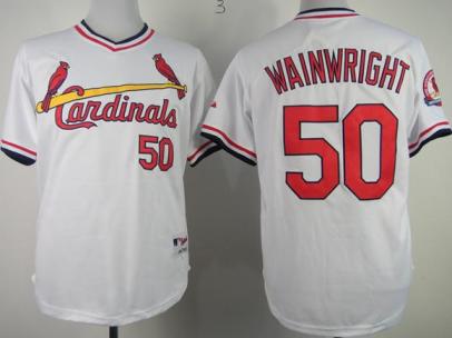St. Louis Cardinals 50 Adam Wainwright Authentic White 1982 Turn Back The Clock Jersey