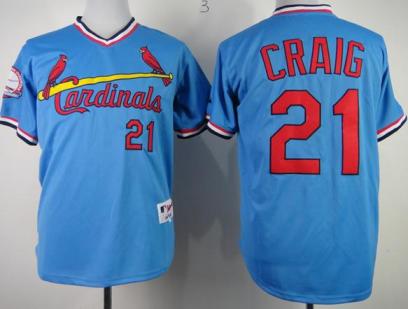 Cheap St. Louis Cardinals 21 Allen Craig Authentic Blue 1982 Turn Back The Clock Jersey For Sale