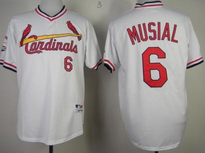 St. Louis Cardinals 6 Stan Musial White Mitchell & Ness Throwback MLB Jerseys