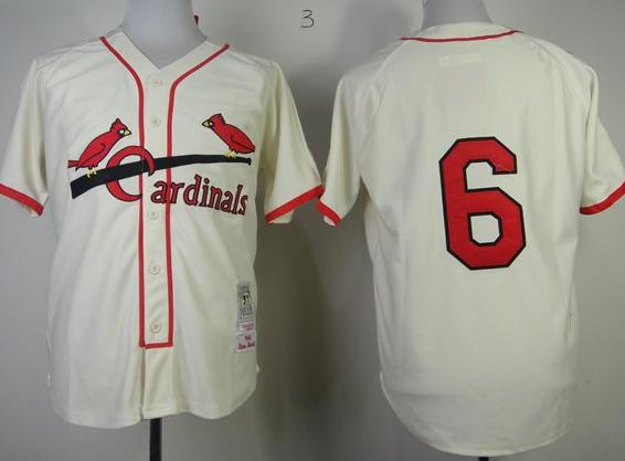 Cheap St.Louis Cardinals 6 Stan Musial Cream Throwback M&N MLB Jerseys For Sale