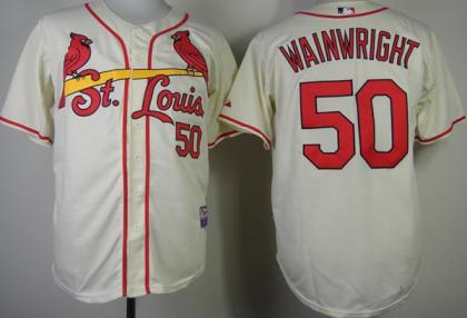 Cheap St. Louis Cardinals 50 Adam Wainwright Cream Cool Base MLB Jerseys For Sale