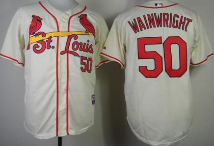 St. Louis Cardinals 50 Adam Wainwright Cream Cool Base MLB Jerseys