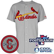 St. Louis Cardinals Blank Grey Cool Base MLB Jersey With Stan Musial and 2013 World Series Patch