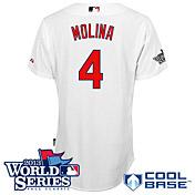 Cheap St. Louis Cardinals 4 Yadier Molina White Cool Base MLB Jersey With 2013 World Series Patch For Sale