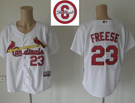 St.Louis Cardinals 23 David Freese White Cool Base MLB Jersey 6# Patch