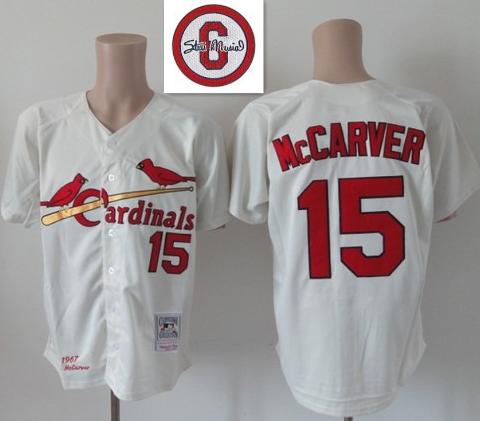 St.Louis Cardinals 15 Tim Mccarver Cream Cool Base MLB Jersey 6# Patch St.Louis Cardinals 15 Tim Mccarver Cream Cool Base MLB Jersey 6# Patch