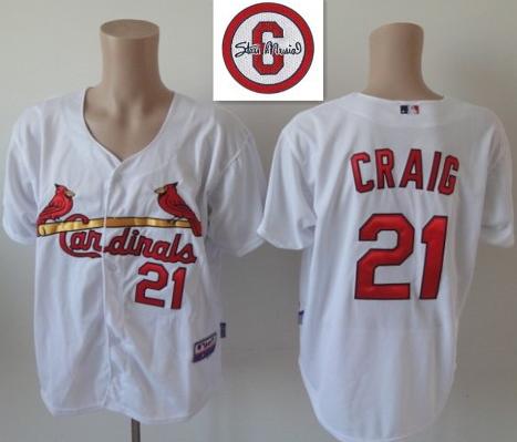Cheap St.Louis Cardinals 21 Allen Craig White Cool Base MLB Jersey 6# Patch For Sale