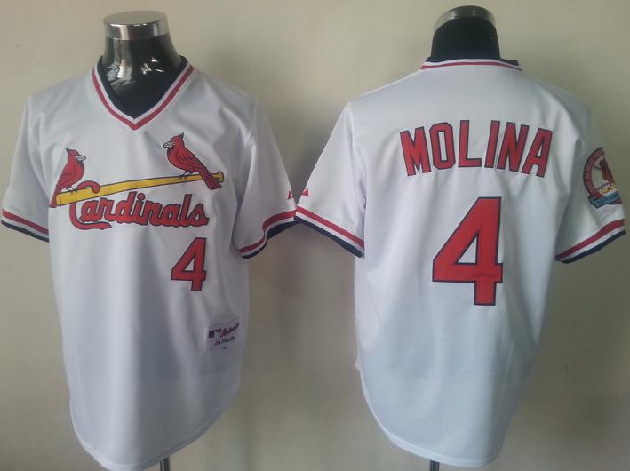 Cheap St.Louis Cardinals 4# Yadier Molina White Throwback M&N MLB Jerseys For Sale