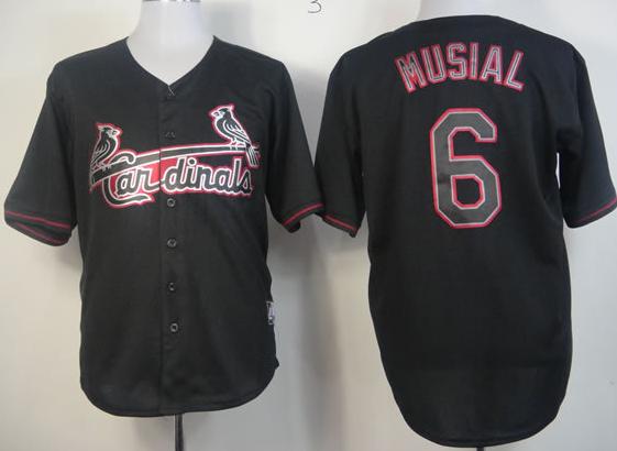 Cheap St.Louis Cardinals 6 Stan Musial Black Fashion MLB Jerseys For Sale
