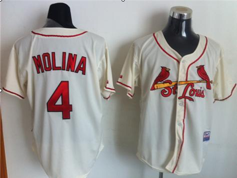 St.Louis Cardinals 4# Yadier Molina Cream MLB Jerseys