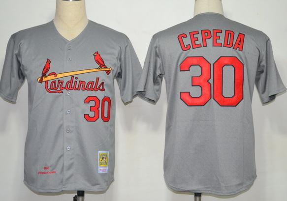 Cheap St. Louis Cardinals 30 Orlando Cepeda Grey M&N 1967 MLB Jerseys For Sale