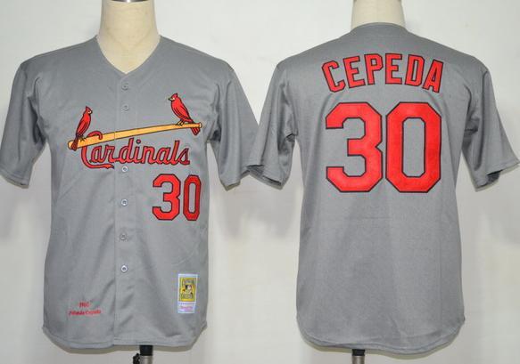 St. Louis Cardinals 30 Orlando Cepeda Grey M&N 1967 MLB Jerseys