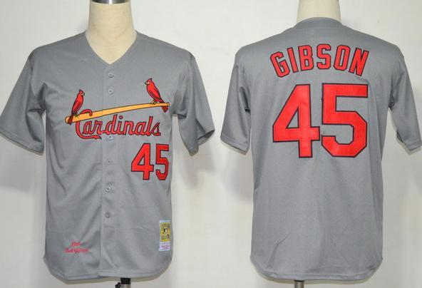 St. Louis Cardinals 45 Bob Gibson Grey M&N 1967 MLB Jerseys St. Louis Cardinals 45 Bob Gibson Grey M&N 1967 MLB Jerseys